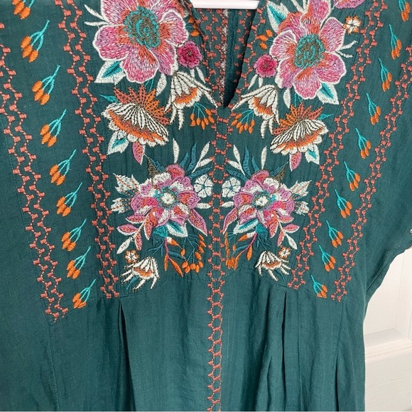 Johnny Was Floral Embroidered Bohemian Peasant Festival Mini Dress XS - Picture 6 of 14